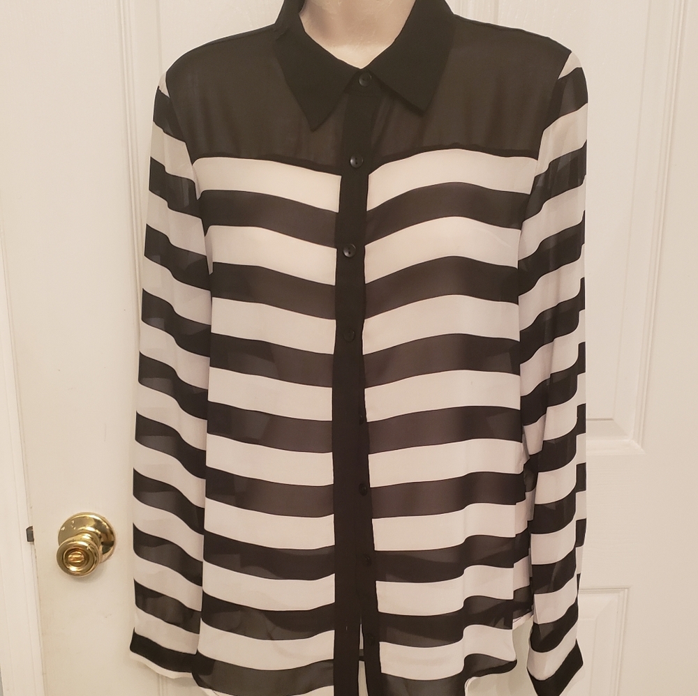 Zac & Rachel Black White Stripe Blouse